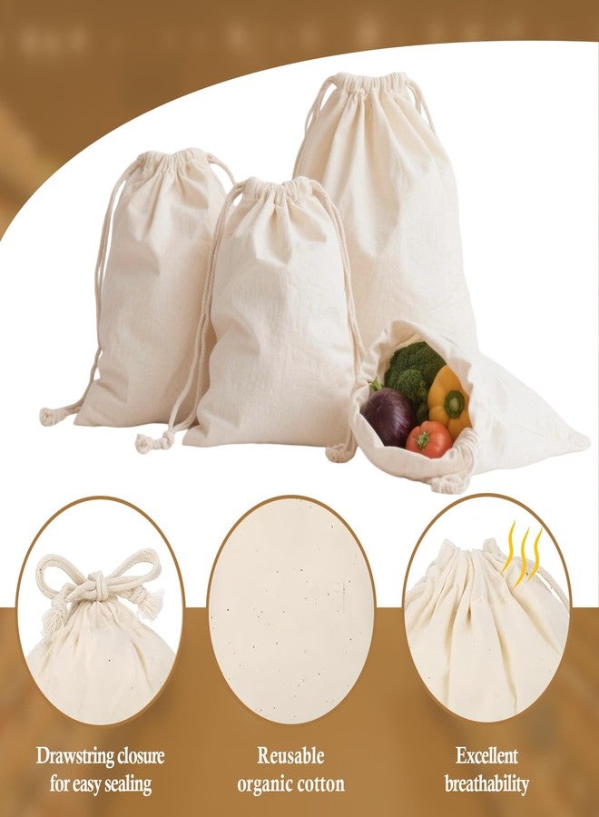 Klmnop Reusable Cotton Produce Bags, Organic Cotton Vegetable Bags Washable, Muslin Storage Bags with Drawstrings for Snacks, Clothes Storage and Shopping - Set of 8(2XL, 2L, 2M, 2S) - Image 3